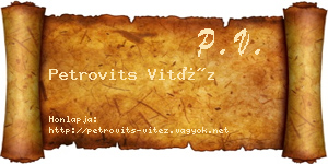 Petrovits Vitéz névjegykártya